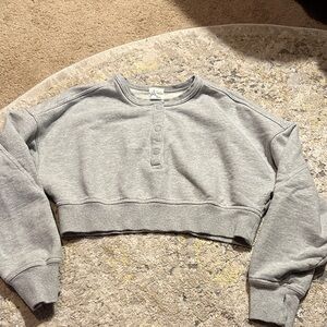 Aerie Light Gray Cropped Sweatshirt XS